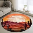 Desert 3' Round Rug for Bathroom Accent Bedside Corner, Nature Cactus ...