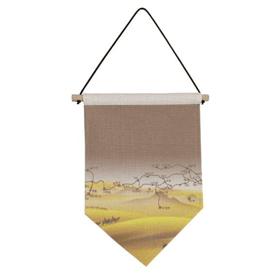 Desert Along the Way to the Silk Road Map Canvas Flag Hanging Wall Art Decor Banner