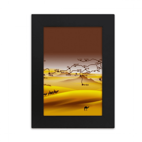 Desert Along the Way to the Silk Road Map Desktop Photo Frame Picture Display Art Painting Exhibit
