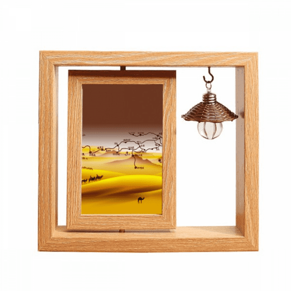 Desert Along the Way to the Silk Road Map Wooden Rotating Picture Photo Frame 4x6