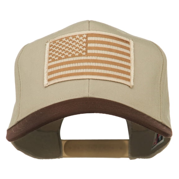 Desert American Flag Patched Two Tone High Cap - Brown Khaki OSFM