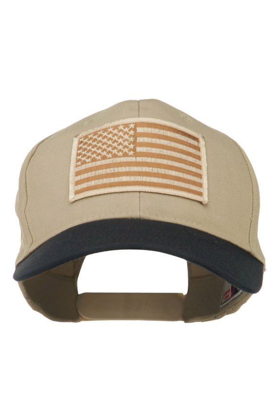 Desert American Flag Patched Two Tone High Cap - Navy Khaki OSFM