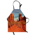 thumbnail image 1 of Desert Apron Sunny Hot Day Monument Valley Arid Country Primitive Nation Arizona USA, Unisex Kitchen Bib Apron with Adjustable Neck for Cooking Baking Gardening, Dark Orange Pale Blue, by Ambesonne, 1 of 3