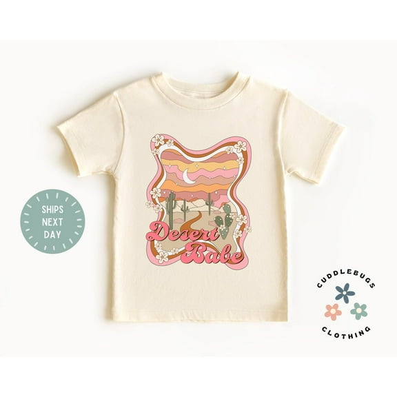 Desert Babe Kids Tee - Retro Boho Desert Toddler Girl Shirt - Birthday Girl - Gift For Girl - Hippie Girl - Natural Toddler Tee, New Born, Baby Shower Gift, New Parents Gift