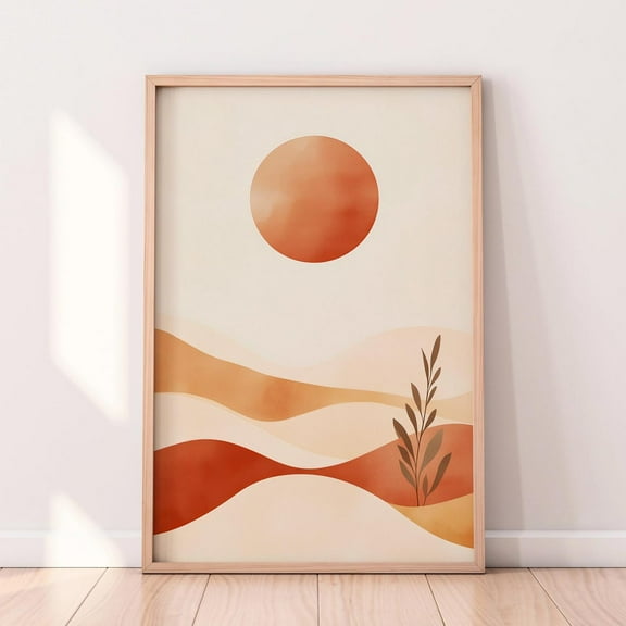 Desert Boho Wall Art – Minimalist Earth Tone Print – Sun & Sand Abstract Landscape – Modern Neutral Home Decor – Wall Art, Modern Wall Decor, 8x12 UNFRAMED