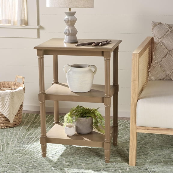 Desert Brown 3-Tier Accent Table with Storage Shelves, Classic Display Stand
