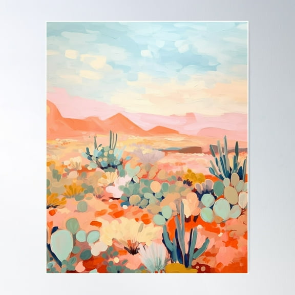 Desert Brush Abstract: Southwestern Landscape Art Poster Wall Art, Modern Wall Decor For Living Room Bedroom, 8x12 UNFRAMED