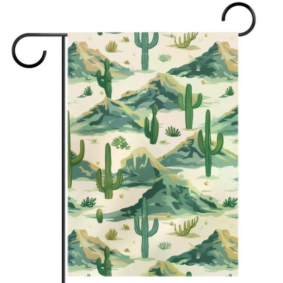 Desert Cacti Mountains Background Double Sided Garden Flag Decorative Weather Resistant Yard Flag, Large DIY Vertical Flag for Farmhouse Patio Lawn, 28x40 Inch