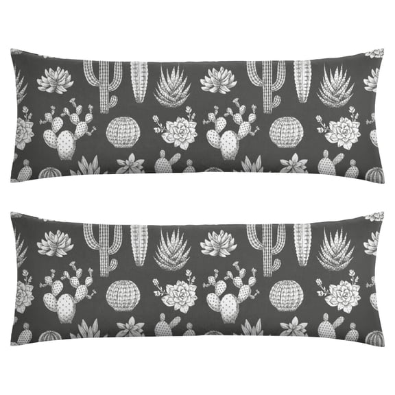 Desert Cactus Art Body Pillow Cover 20x54 - Cozy Stretchy Pillowcase with Hidden Zipper, Southwestern Succulent Print - Machine Washable & Skin-Friendly