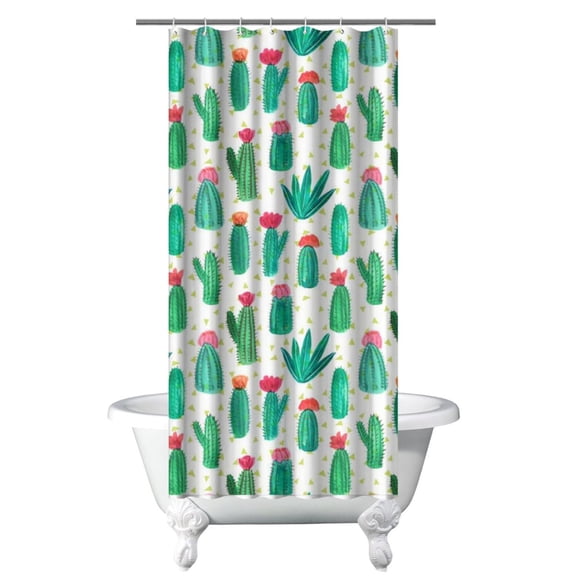 Desert Cactus Art Shower Curtain - Minimalist Botanical Succulent Design, 36x72 Inch Hotel Style Waterproof Polyester Fabric, Includes 12 Hooks (Southwestern Decor)