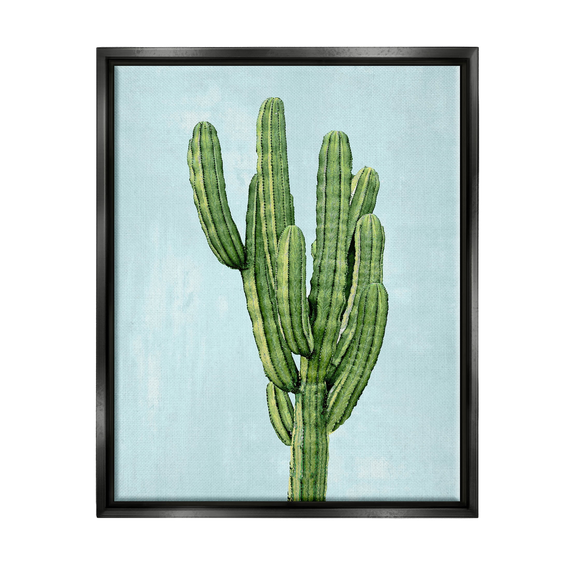 Desert Cactus Blue Sky Botanical & Floral Graphic Art Jet Black Framed Art Print Wall Art