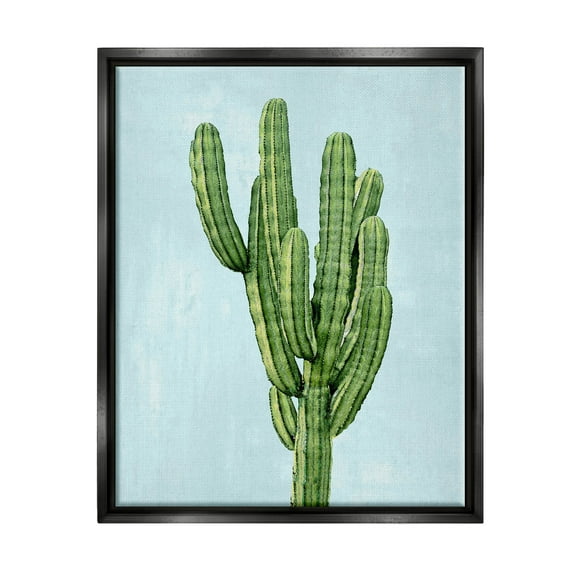 Desert Cactus Blue Sky Botanical & Floral Graphic Art Jet Black Framed Art Print Wall Art
