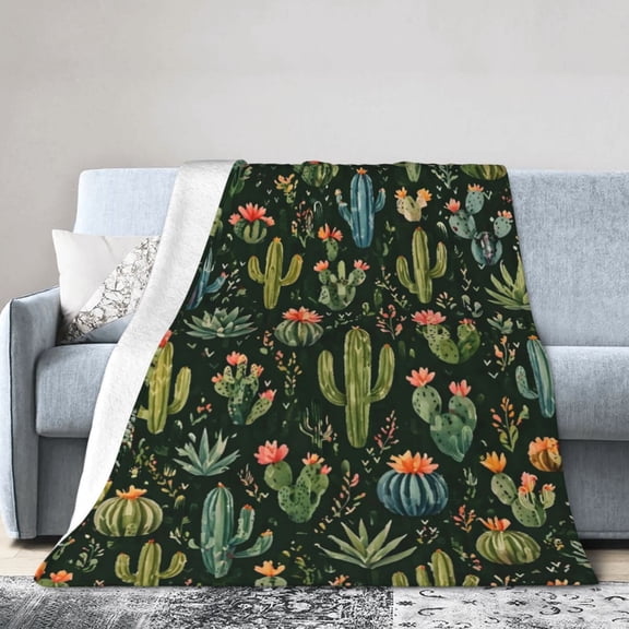 Desert Cactus Botanical Blanket Gift Throw Blanket Gift for Plant Lovers Southwest Boho Home Decor 50x40