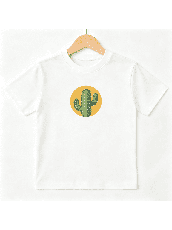 Desert Cactus Boys Graphic Tee, Cute Western Summer Botanical 100% Cotton Kids Short Sleeve T-Shirt