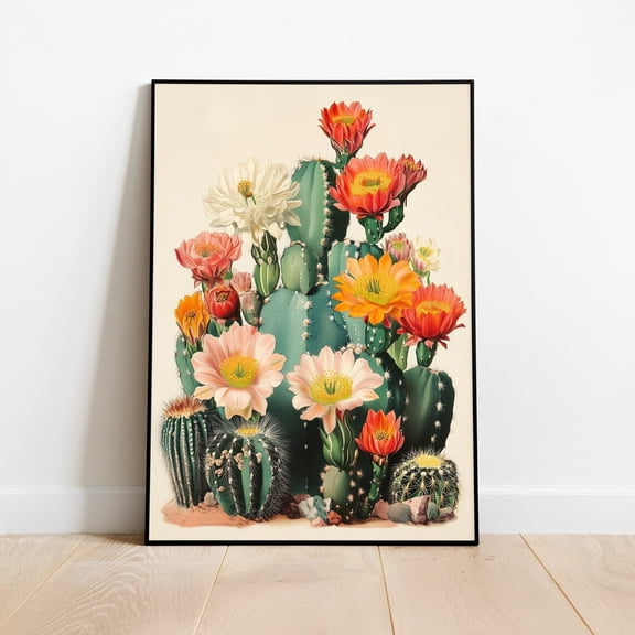 Desert Cactus Flower Print: Botanical Wall Art Plant Lover Gift
