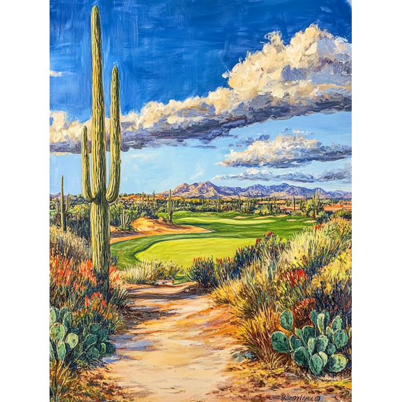 Desert Cactus Golf Course Canvas Print/Wall Art Perfect for Living Room Bedroom Office Hallway and Golf Room Decor