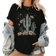 thumbnail image 1 of Desert Cactus Graphic T-Shirt - Southwestern Plant Print Tee, Women's Distressed Vintage Western Tops, Breathable Summer Short Sleeve Shirt for Adventure, 1 of 5