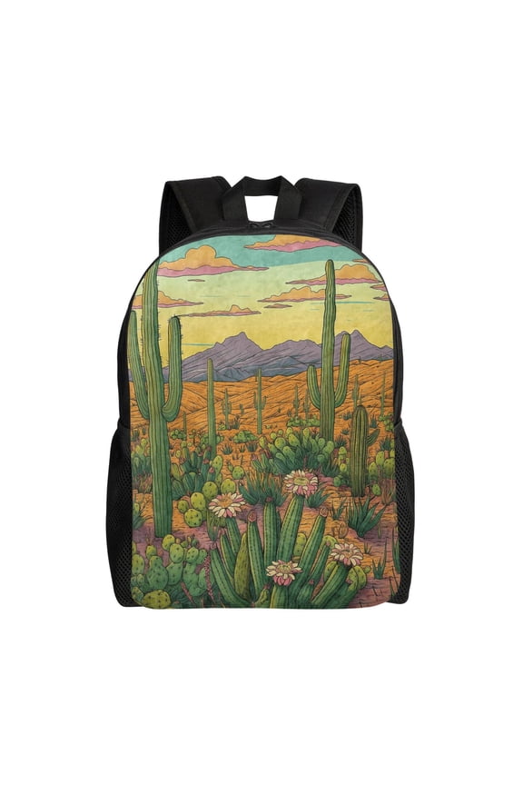 Desert Cactus Landscape Backpack Large Capacity Laptop Bag for Men and Women
