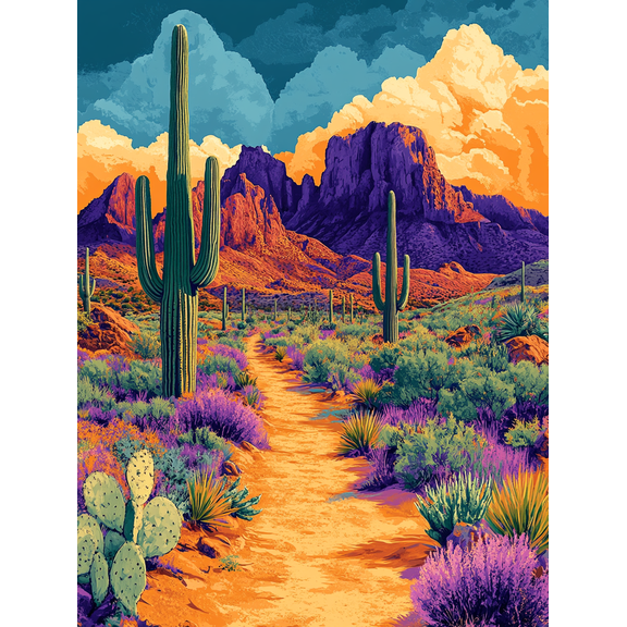 Desert Cactus Landscape Canvas Wall Art Perfect for Living Room Bedroom Office Bathroom and Dining Room Decor.