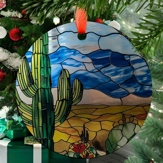 Desert Cactus: Ornament Style Wall or Window Hanging, 2025, Holiday Decoration, Seasonal Keepsake Gift, Unique Collectible, Window Hanging, Home Decor 2025, Seasonal Holiday