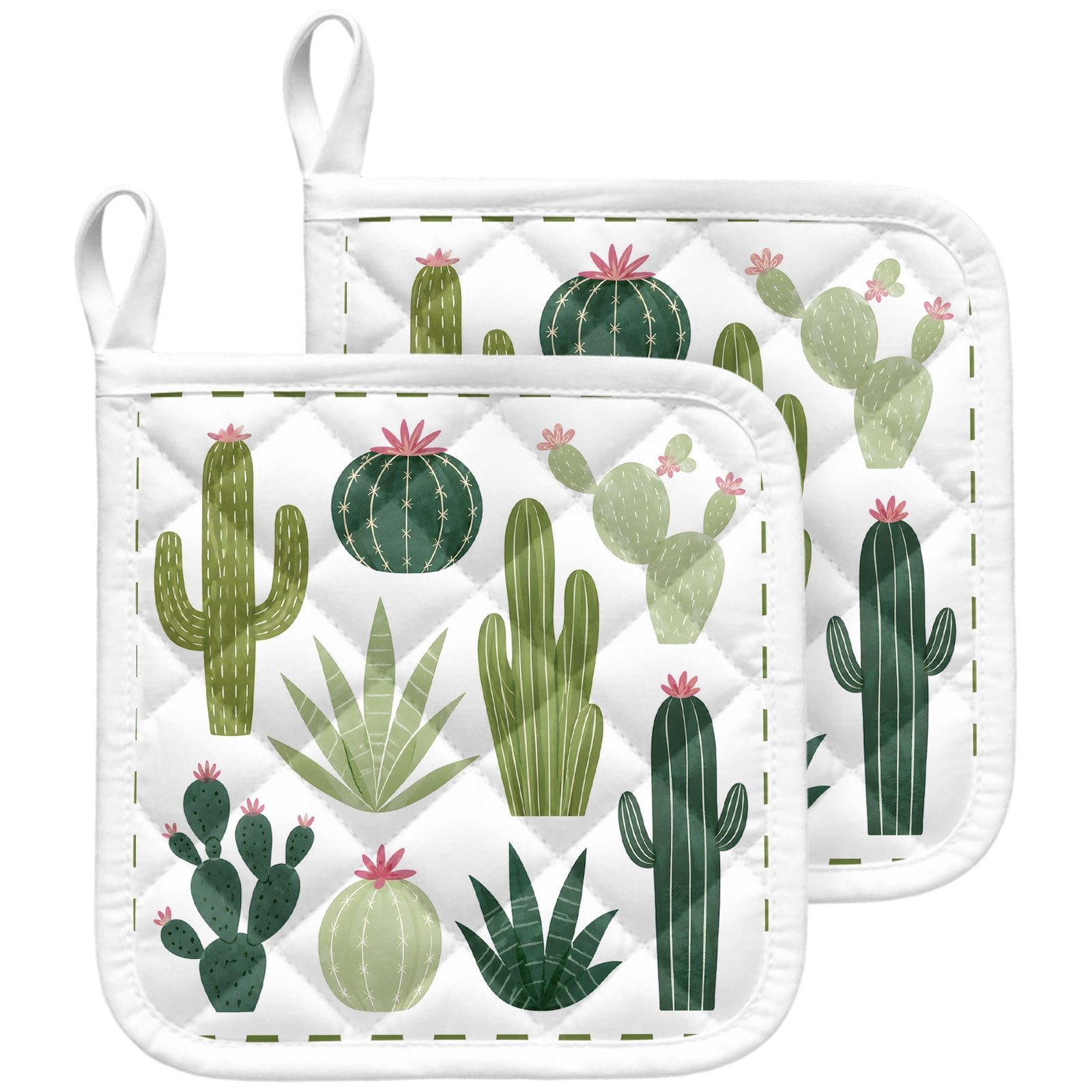 Desert Cactus Pot Holders for Kitchen Heat Insulation, Pink Flower ...