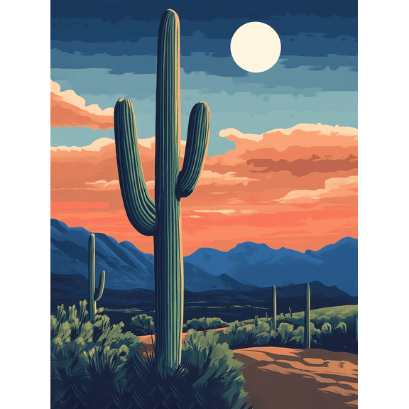 Desert Cactus Sunset Canvas Wall ArtPerfect for Living Room Bedroom Office Dining Room and Bathroom Decor.