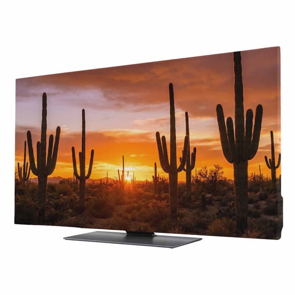 Desert Cactus TV Dust Cover 24 Inch, Sunset Plant Nature Landscape Modern Computer Monitor Cover Dustproof Stretchable Indoor TV Screen Protector for LED LCD Universal Monitors
