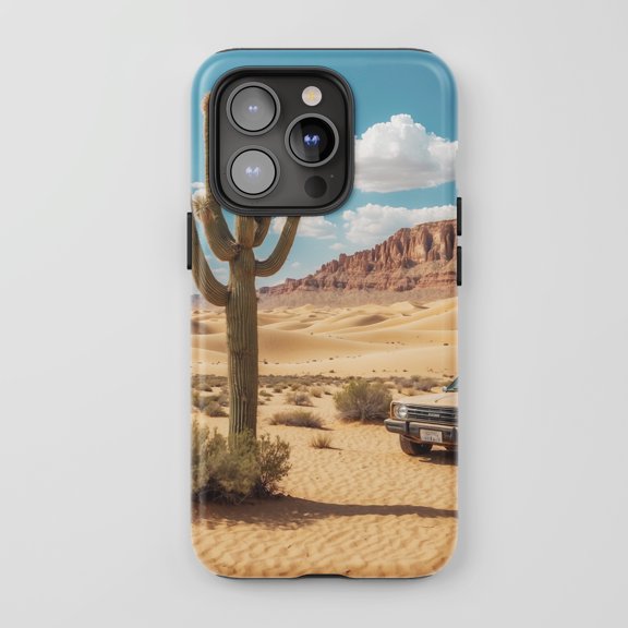 Desert Cactus and Pickup Truck for All iPhone Series Protective Phone Case