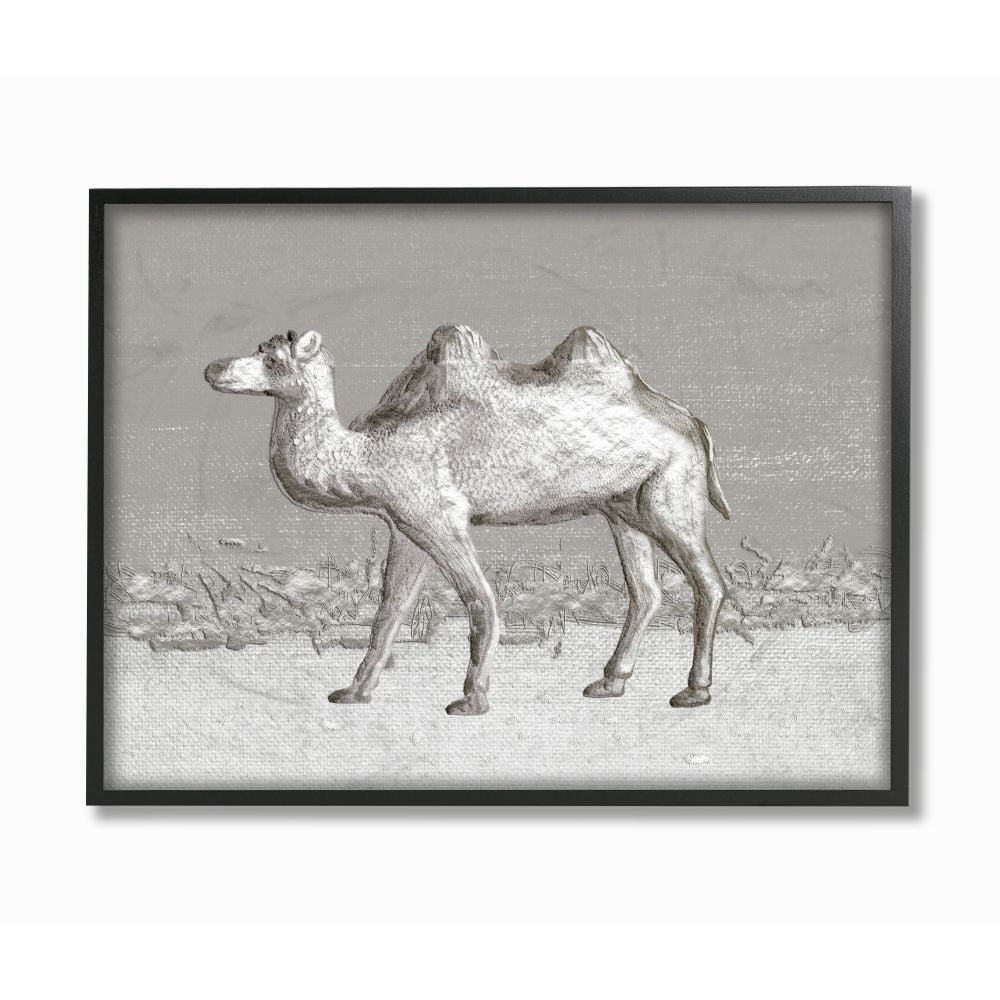 Desert Camel Animal Gray Design Framed Giclee Texturized Art by Ziwei Li