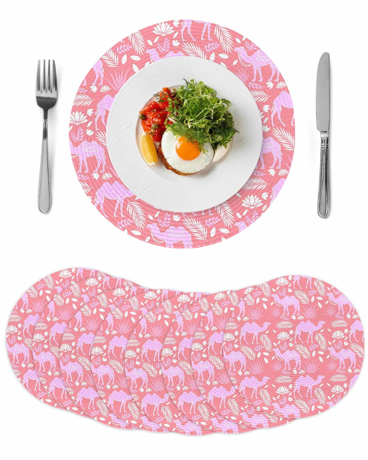 Desert Camel Round 15 Inch Placemats Set of 8, Vintage Sand Camel ...