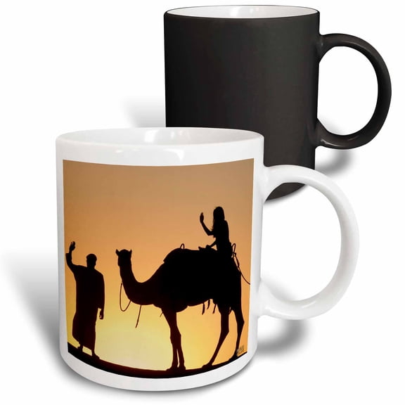 3drose, Desert Camels Are a Way of Transportation,and Are Also Used for Racing at Dubai Camel Racecourse 2, 11oz Magic Transforming Mug