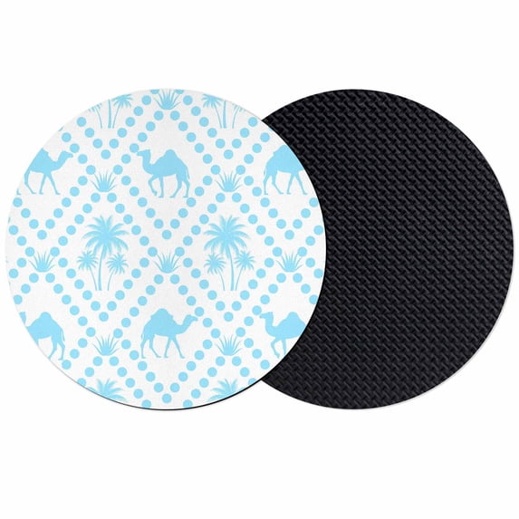 Desert Camels Coasters Set of 2, Absorbent Coasters for Drinks, Tropical Palm Trees Aloe Vera Polka Dot Blue Coaster for Desk Coffee Table Protection, Home Decor House Warming Gifts 4"