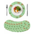 thumbnail image 1 of Desert Camels Round 13 Inch Placemats Set of 8, Tropical Date Palm Trees Animal Green HeatResistant Non Slip Place Mats for Dining Table, Wipeable Braided Kitchen Table Mats for Housewarming, 1 of 9