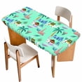 thumbnail image 1 of Desert Camels Table Cloths for 3 Foot Rectangle Tables, Cute Animals Houses Palm Trees Leaves Green Patio Waterproof Elastic Fitted Tablecloths, Washable Rectangular Table Cover for Camping, 1 of 8