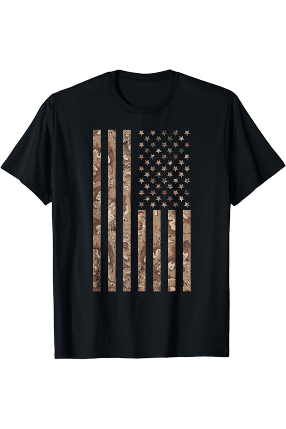 Desert Camo American Flag Military, Tactical Camouflage USA T-Shirt
