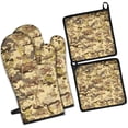 thumbnail image 1 of Desert Camo Beige Pattern Kitchen Oven Mitt and Pot Holder Sets 4 Pcs for Baking, Cooking and Grilling, Heat Resistant Up To 392 °F, 1 of 7