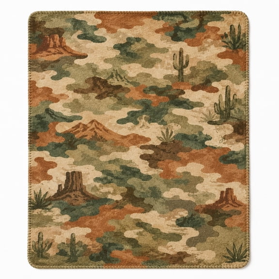 Desert Camo Fleece Blanket | Cactus Mesa Southwest Print | Soft 280GSM Throw | 4 Sizes