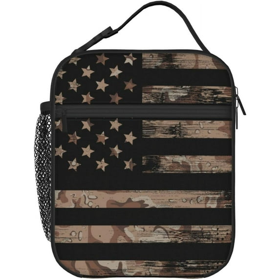 Desert Camouflage American Flag Lunch Box - Insulated Lunch Bags for WomenMenWomenMen Detachable Handle Lunchbox Meal Tote Bag