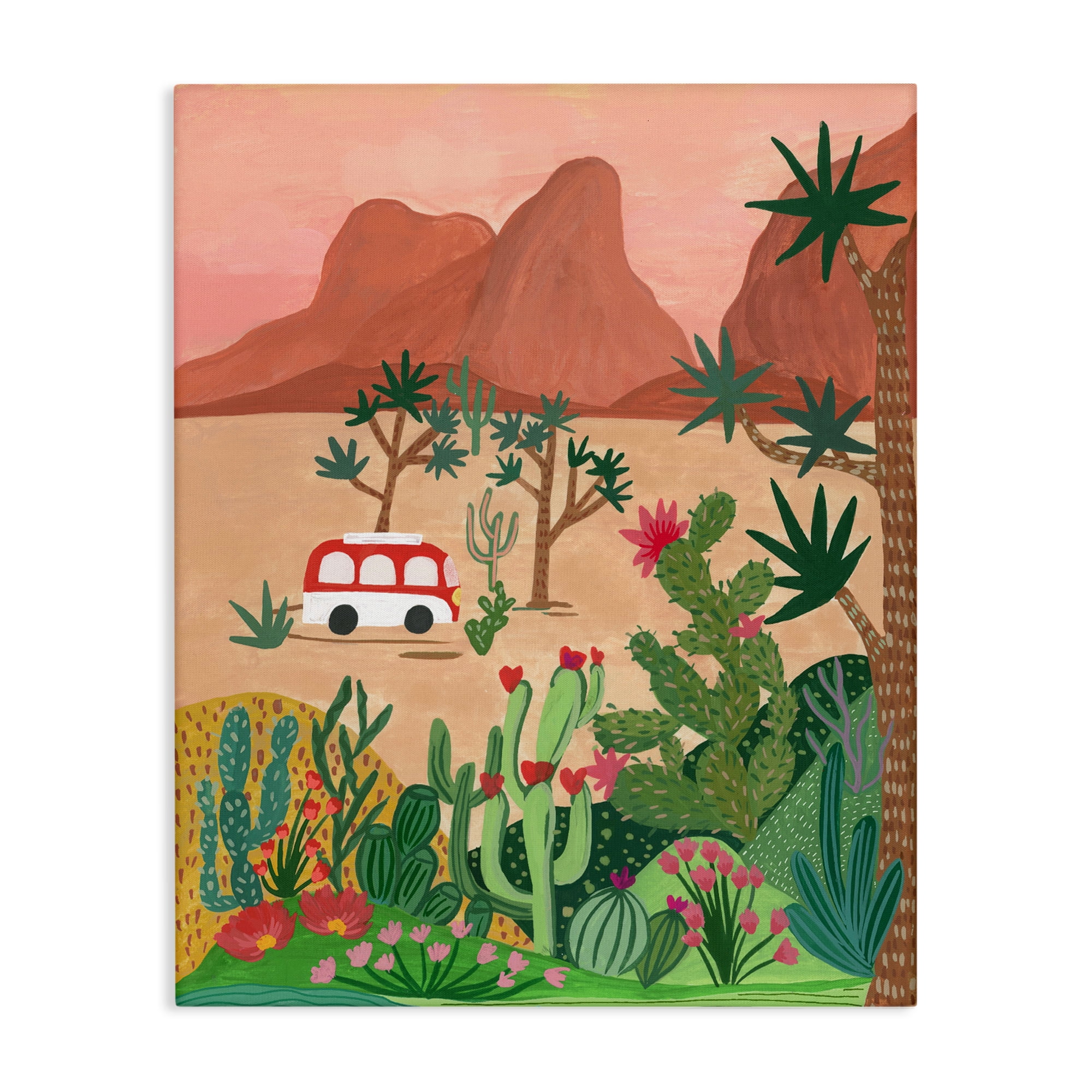 Desert Camper & Cacti Canvas Wall Art, design by Nabeela Rumi