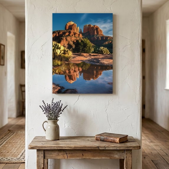 Desert Canyon Lake Canvas Wall Art for Living Room Bedroom Bathroom, Nature Rustic Southwestern Canvas Art Wall Decor, Artwork for Walls Home Office Decor, 8"x10"