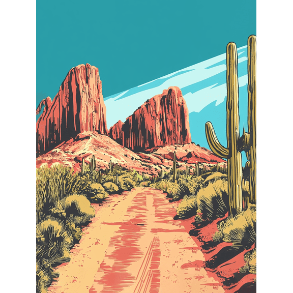 Desert Canyon Road Canvas Art Print， Suitable for Living Room， Bedroom， Office， Dining Room， and Hallway Decoration.
