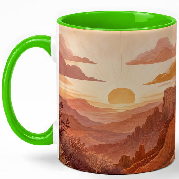 Desert Canyon Sunset Coffee Mug, Boho Southwest Landscape Design, 11 oz Ceramic Cup