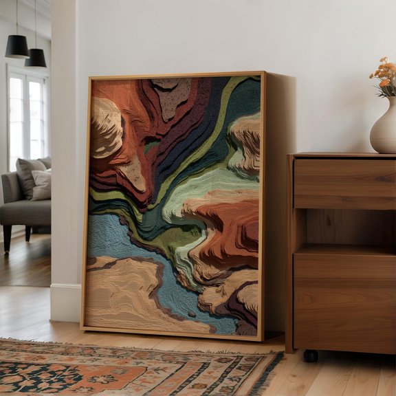 Desert Canyon Topography In Poster Bold Earth Layers , Poster Print Only