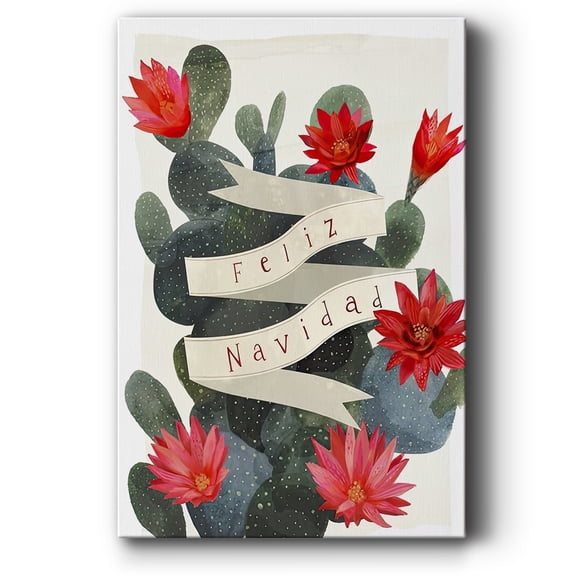 Desert Christmas Cactus I- Gallery Wrapped Canvas
