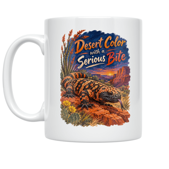 Desert Color with a Serious Bite Gila Monster - Southwest Decor - 11 oz Ceramic Coffee Mug
