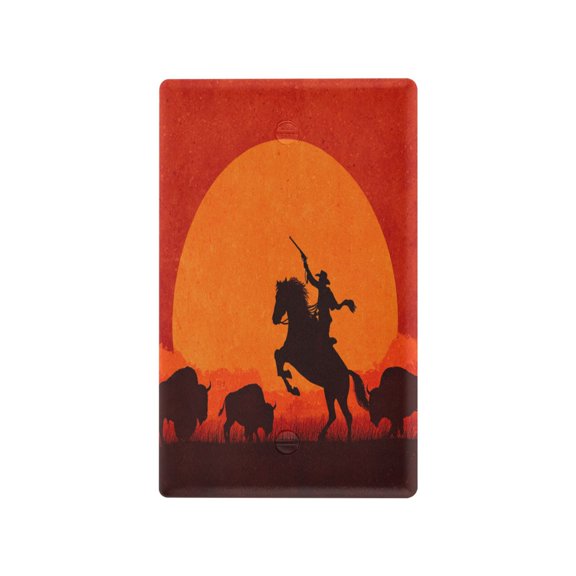 Desert Cowboy Design Decorative Wall Plate, Flame Retardant PC Plastic Light Switch & Outlet Cover with Mounting Screws Fits Blank Unused Outlet