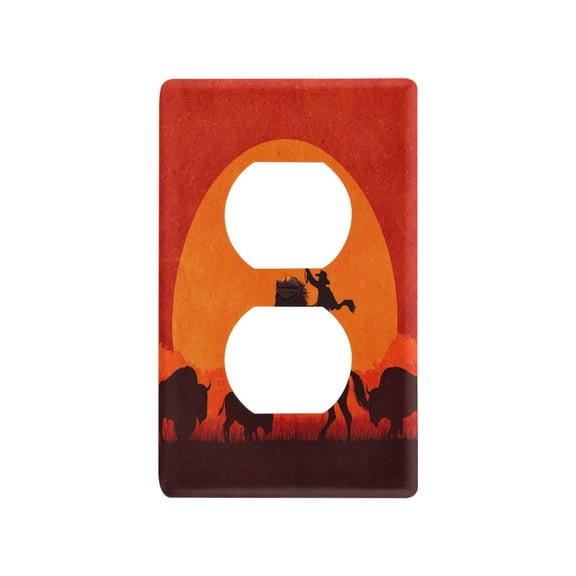 Desert Cowboy Design Decorative Wall Plate, Flame Retardant PC Plastic Light Switch & Outlet Cover with Mounting Screws Fits Duplex Outlets