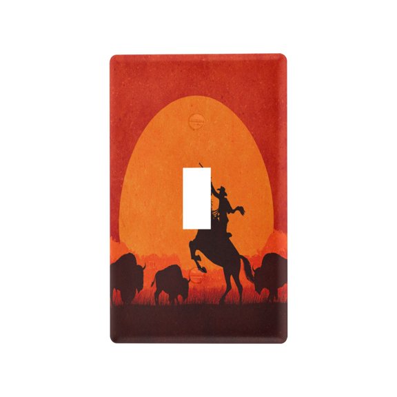 Desert Cowboy Design Decorative Wall Plate, Flame Retardant PC Plastic Light Switch & Outlet Cover with Mounting Screws Fits Toggle Switch