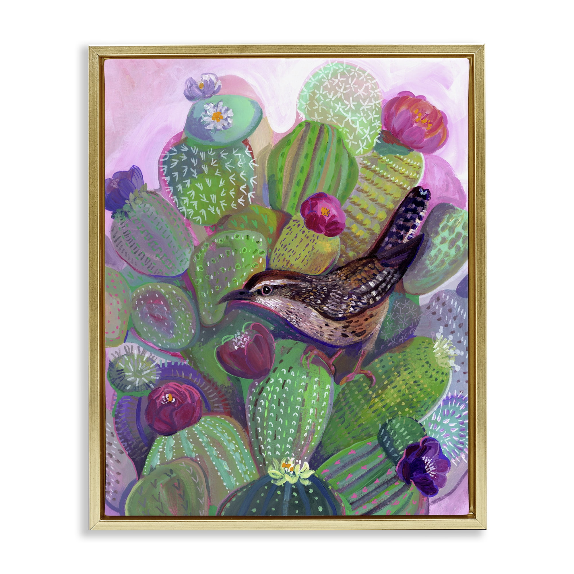 Desert Day Dream Bird Gold Framed Floater Canvas Wall Art, design by Ashley Davis