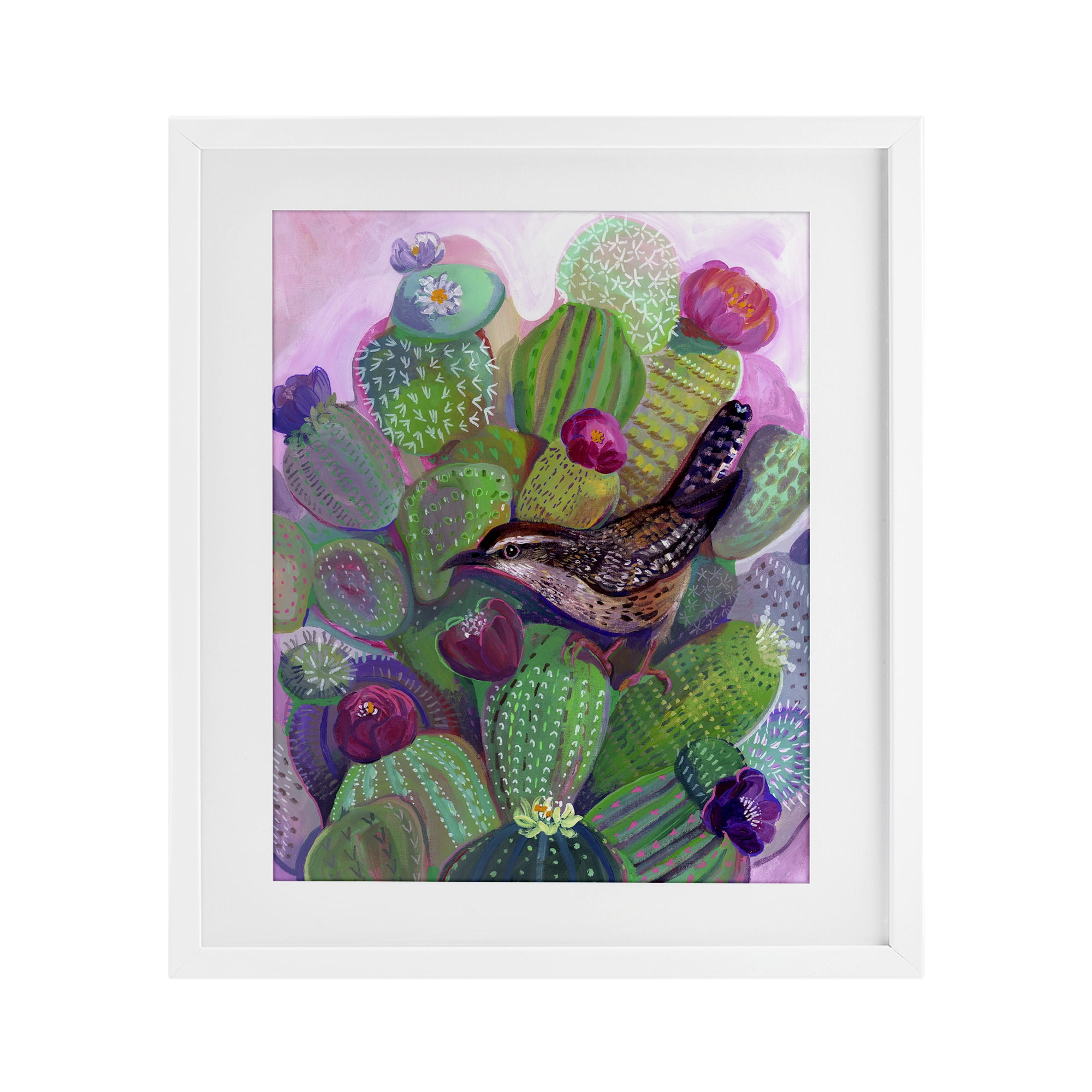 Desert Day Dream Bird White Framed Print Under Glass, design by Ashley Davis